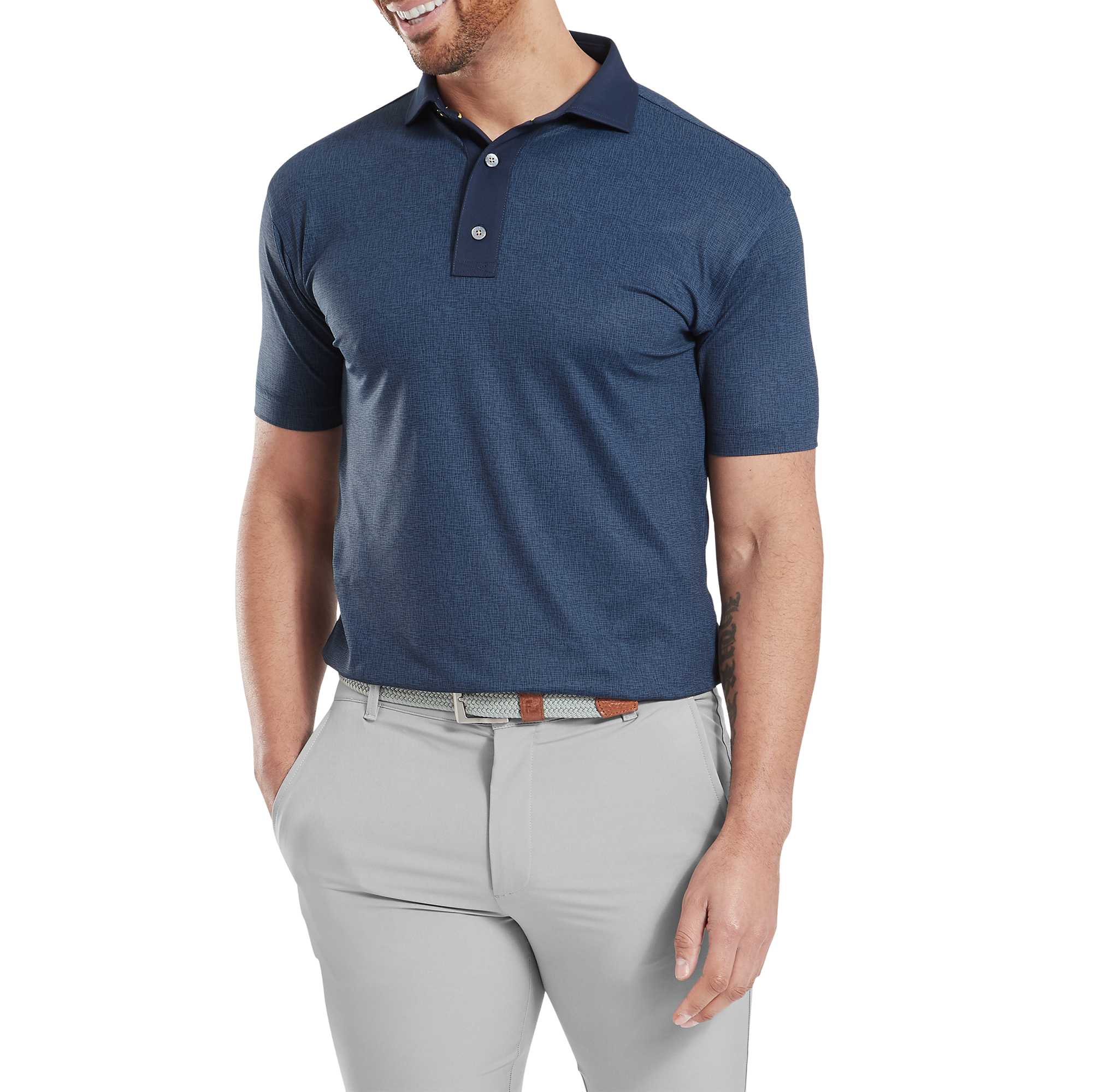 Polo en fil d'Ecosse impression textur&eacute;e