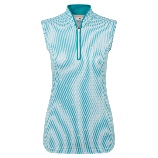 Polo sans manche zipp&eacute; imprim&eacute;