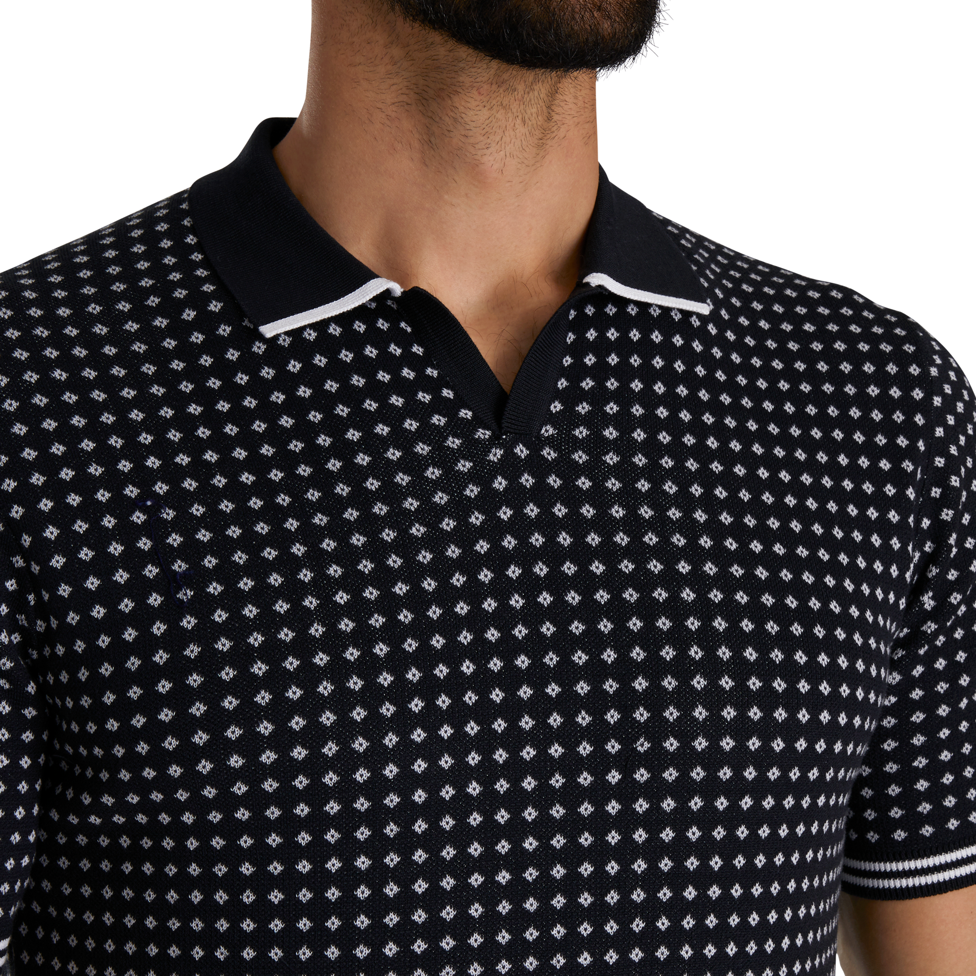 Todd Snyder Short Sleeve Geo Johnny Collar Sweater