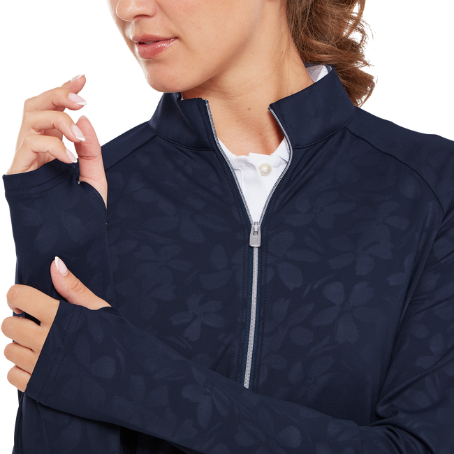 Pullover zippé avec imprimé Floral texturé