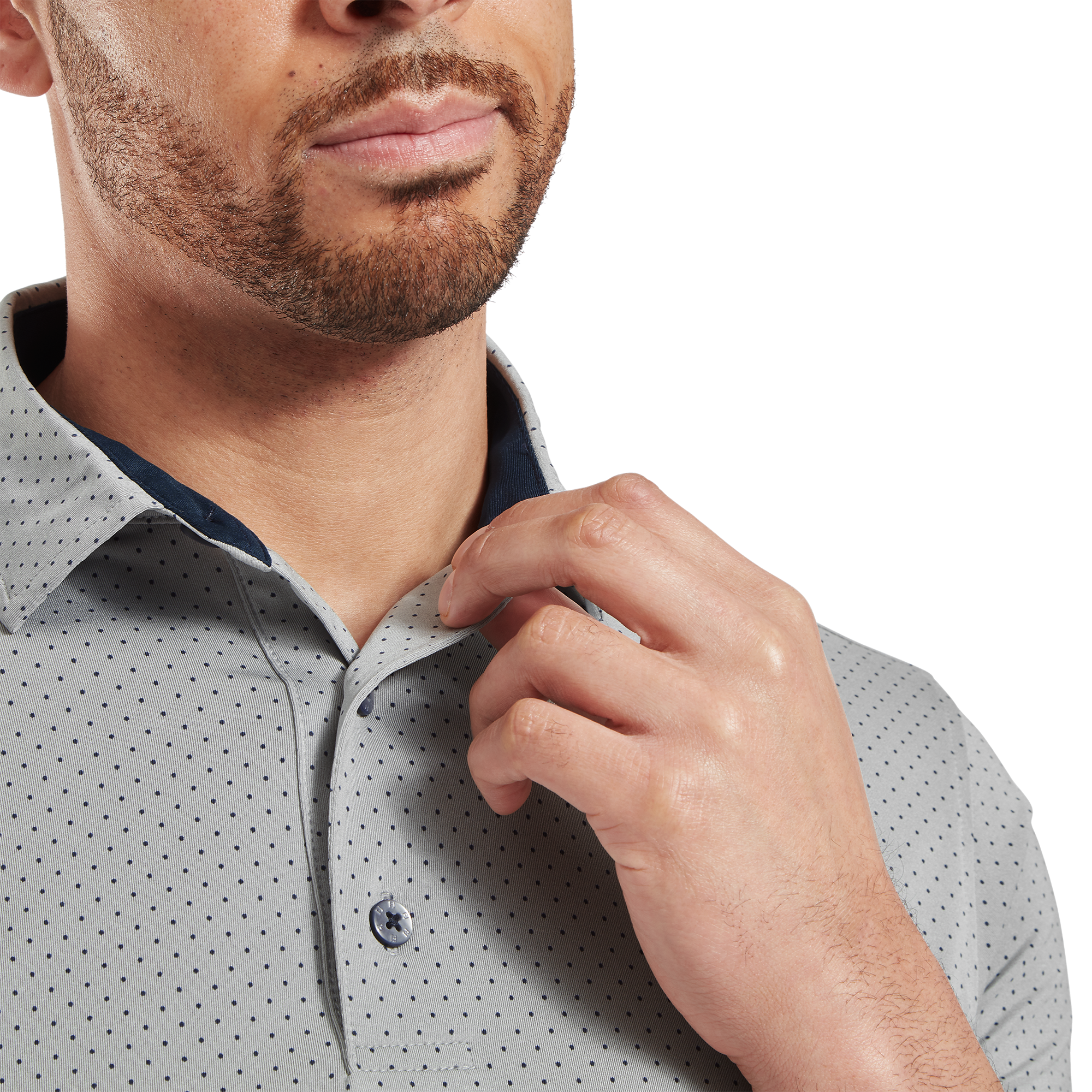 Polo en fil d'Ecosse imprim&eacute; points