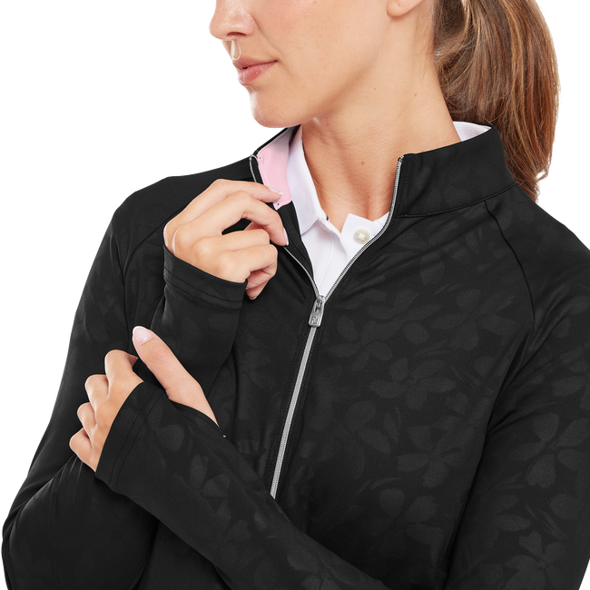 Pullover zippé avec imprimé Floral texturé