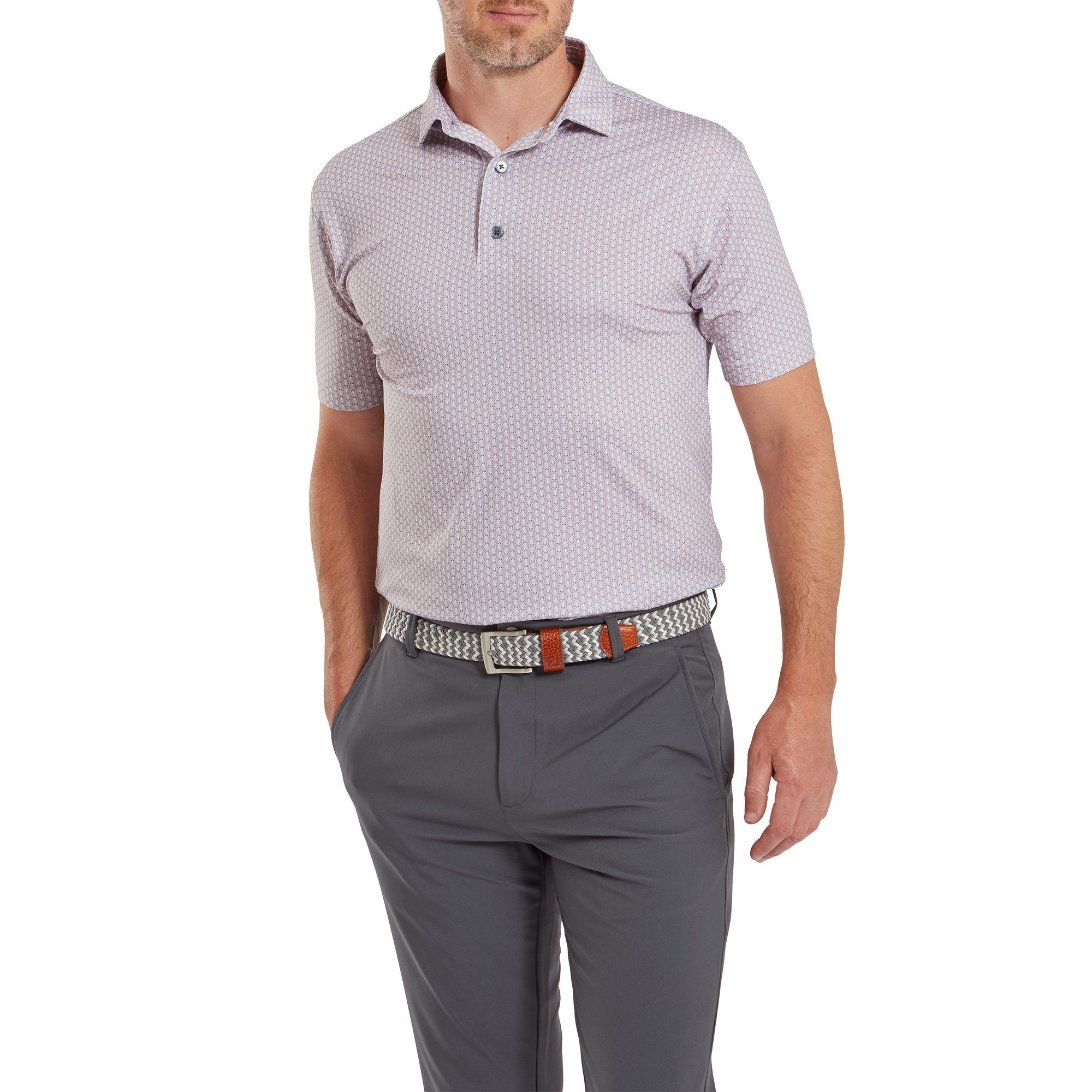 Polo  en fil d'Ecosse imprim&eacute; coquilles St Jacques