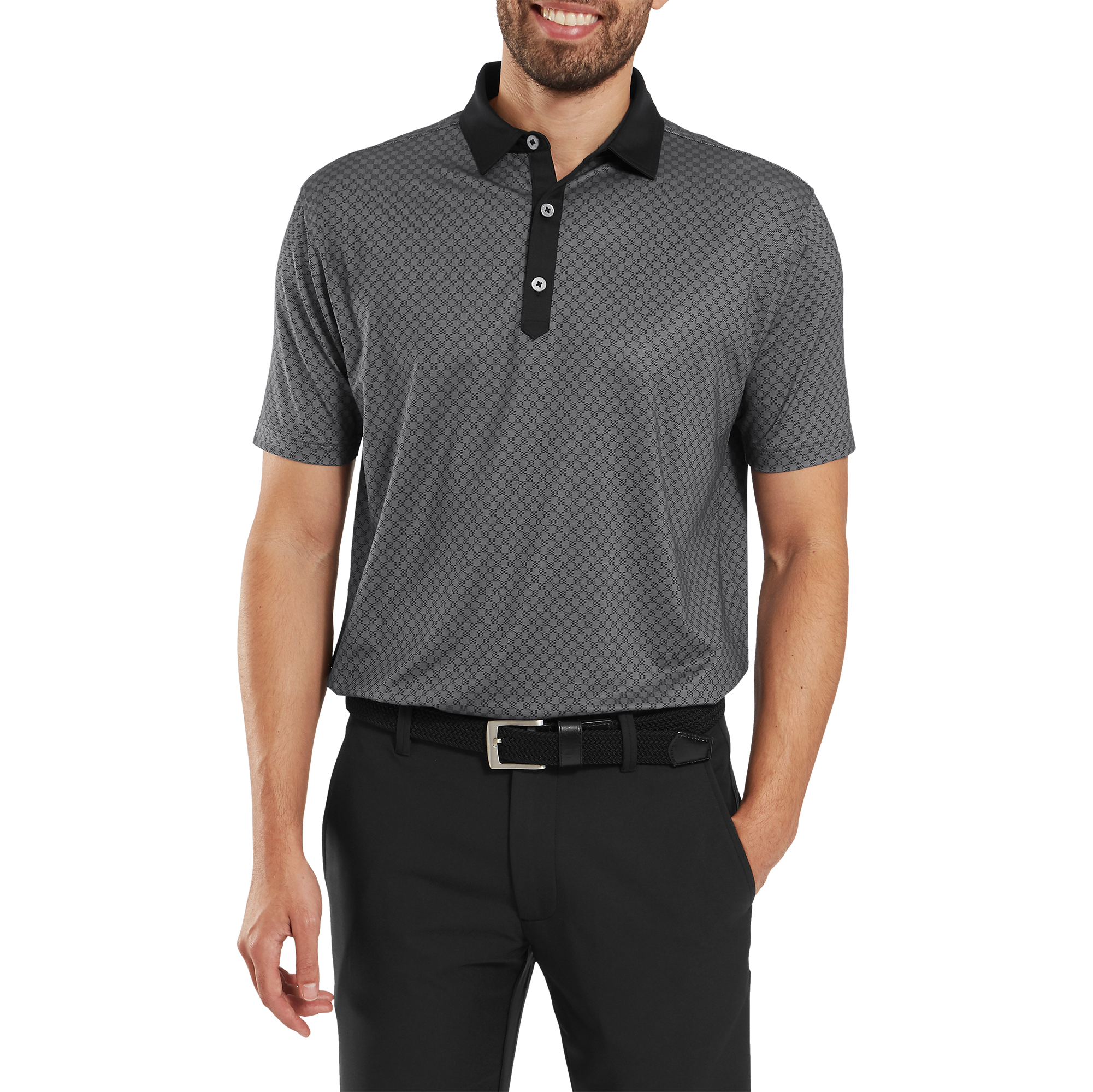 Polo en fil d'Ecosse imprim&eacute; damier