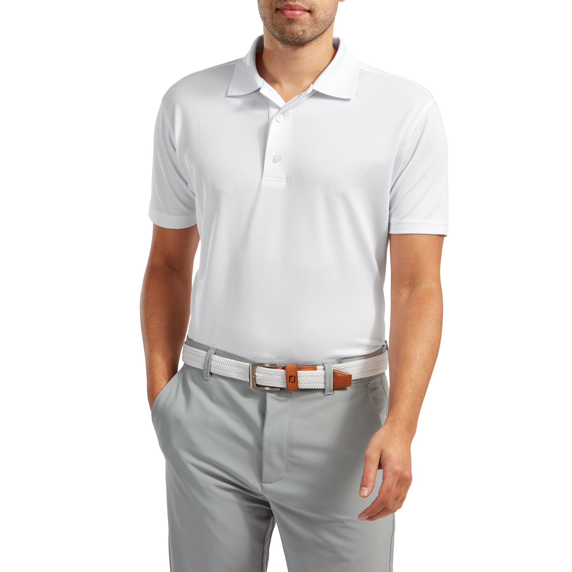 Stretch Piqu&eacute; mit Rippenstrick-Kragen, Uni