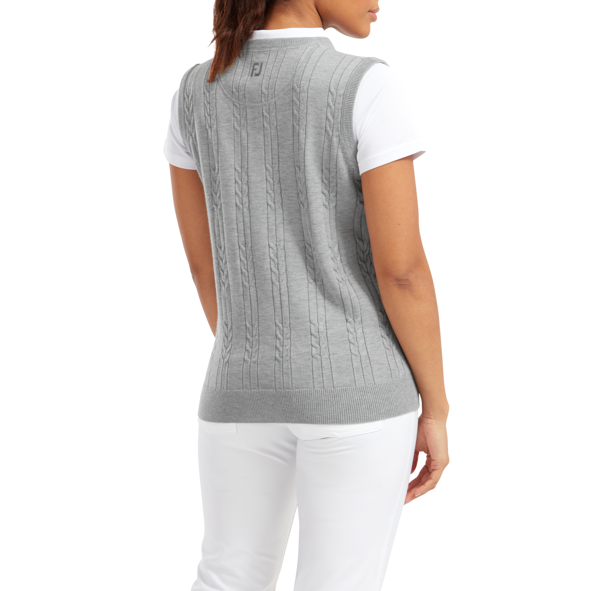 Pullover tricot col V sans manche pour femme