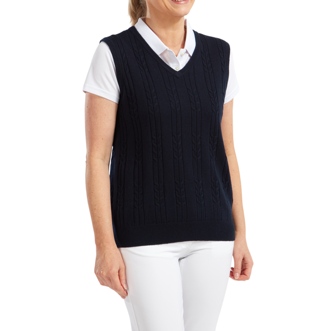 Women&#39;s Wool Blend Cable Knit V-Neck Vest