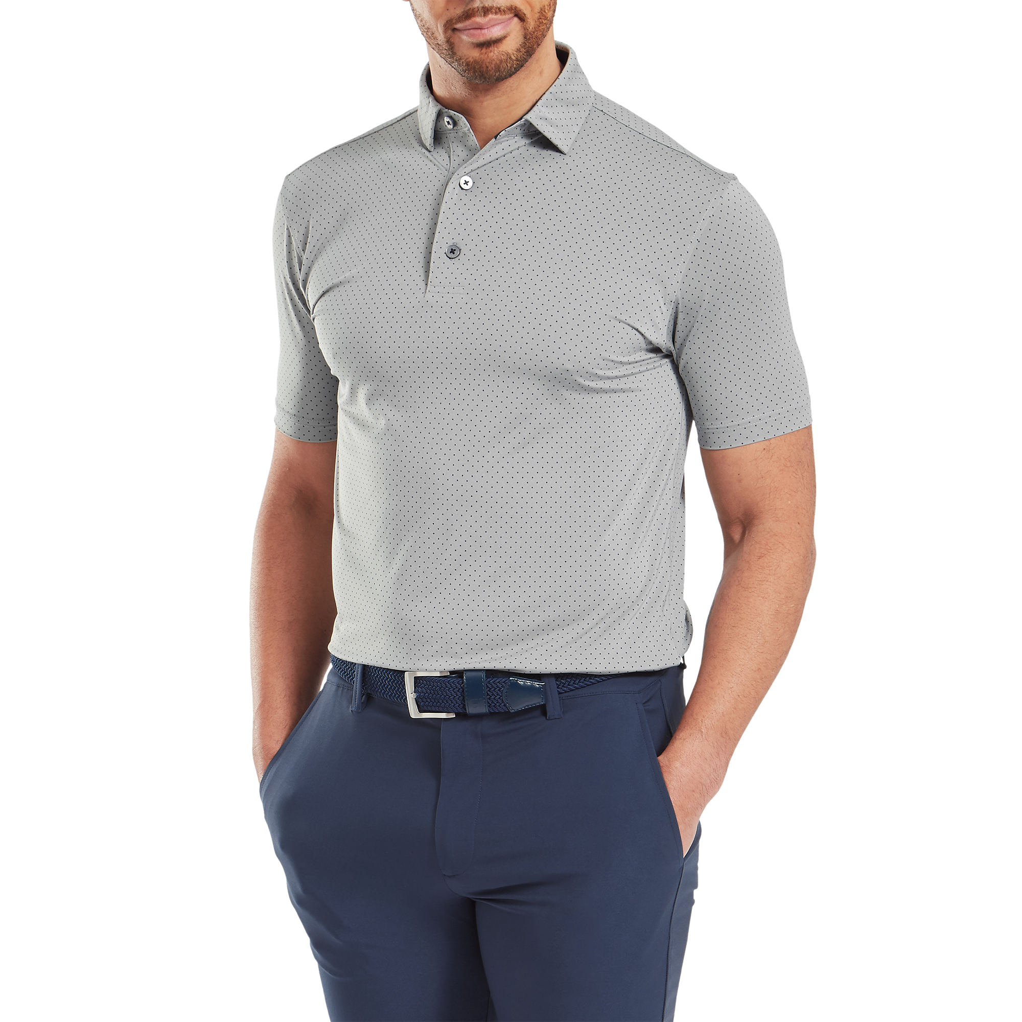 Polo en fil d'Ecosse imprim&eacute; points